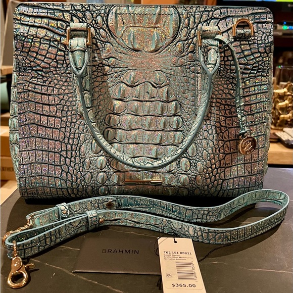 Brahmin Small Finley Leather Satchel Artic Blue - Picture 8 of 8